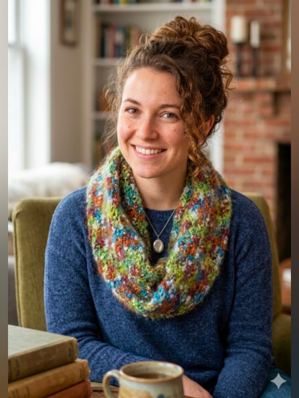 Hand Crochet Mohair Blend Infinity Scarf Olive Sage Green Blue Orange Silver